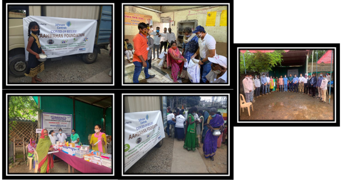 photos of relief events organized during the covid 19 pandemic by Johnson Controls