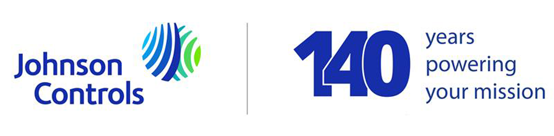 Johnson Controls logo representing 140 years