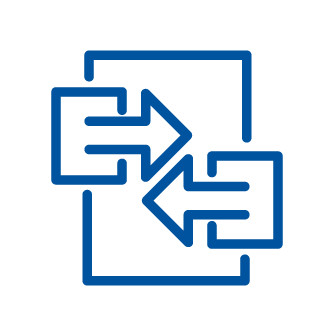 Icon arrows coming from opposite side  depicting data transfer