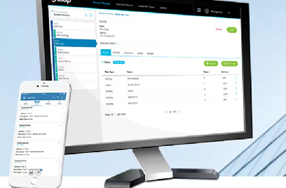 A desktop monitor and smartphone displaying the Xaap inspection application
